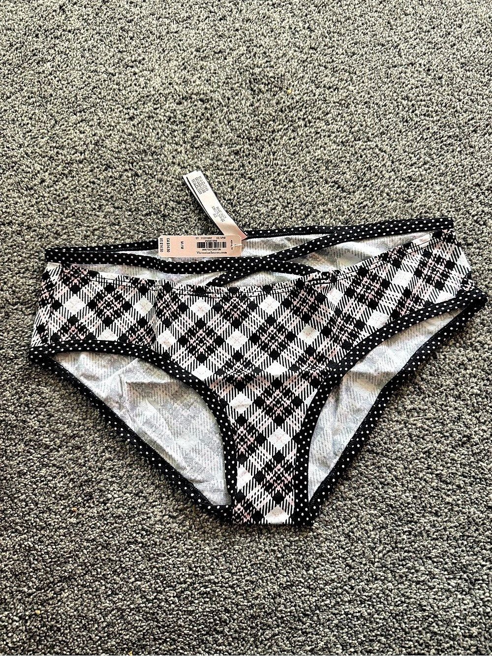 Victoria's Secret Plaid Hiphugger Panty in Black & Pink Size Medium